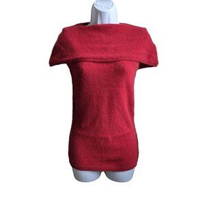 Zinity Possum Merino Wool Sweater Cowl Neck Fold Over Red Womens Size Small